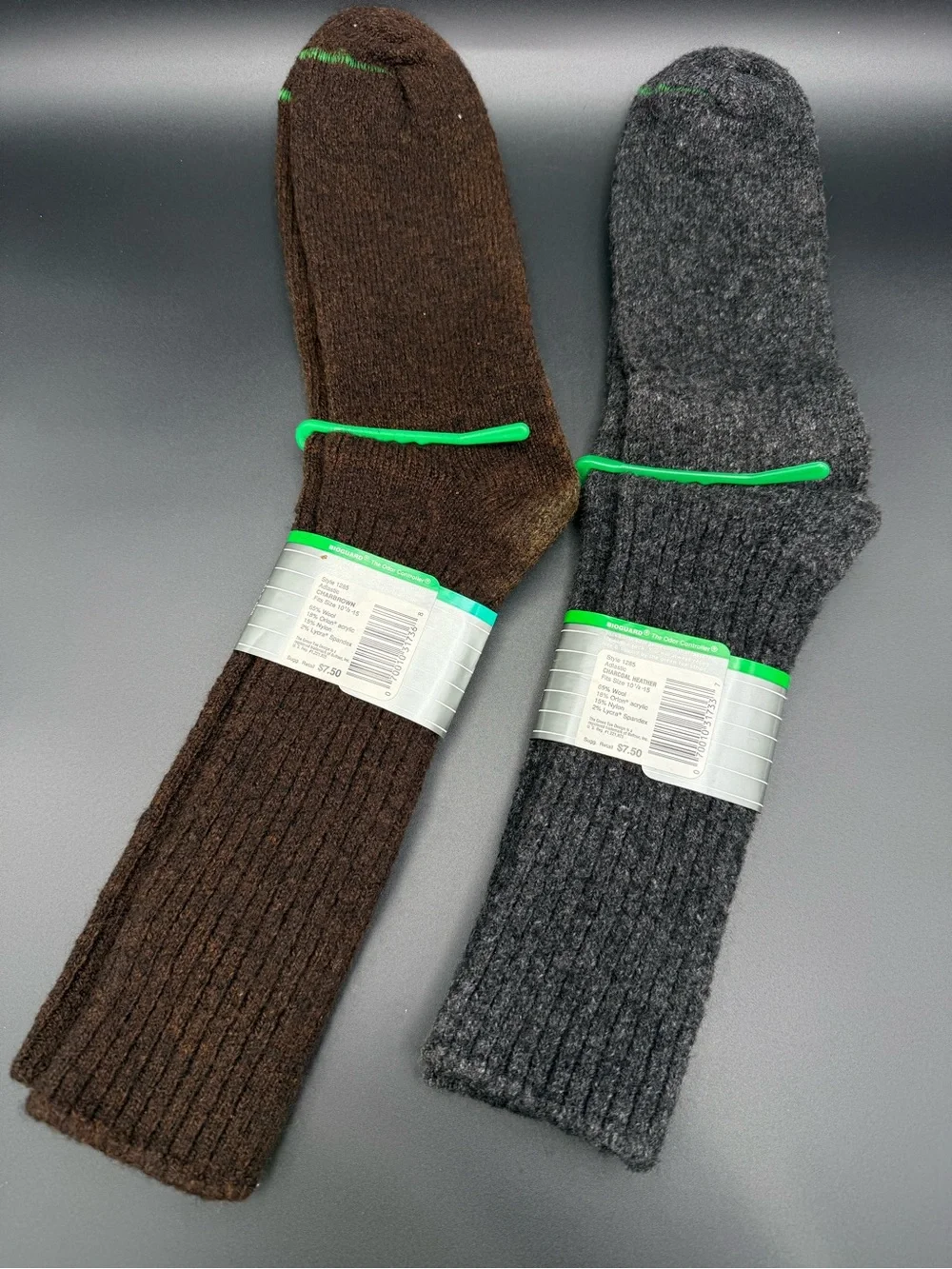 Vintage Burlington Gold Cup Wool Blend Socks Gray Brown 2 Pairs USA 10.5-15 A1